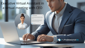 Executive Virtual Assistant in a virtual meeting with CEO